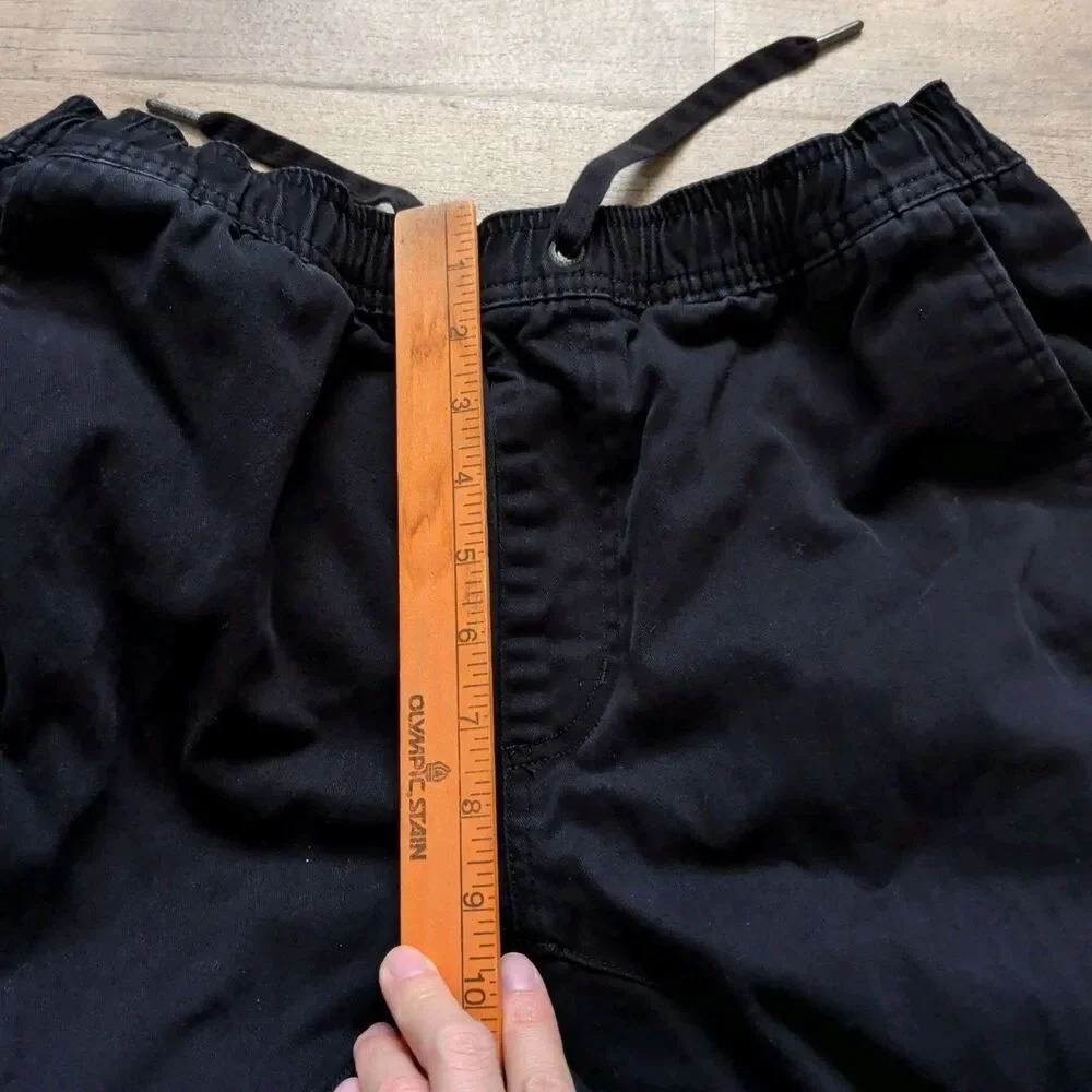 ZANEROBE Jogger Pants Mens Size 32 Black Elastic Waist Drawstring Cuffed Chino